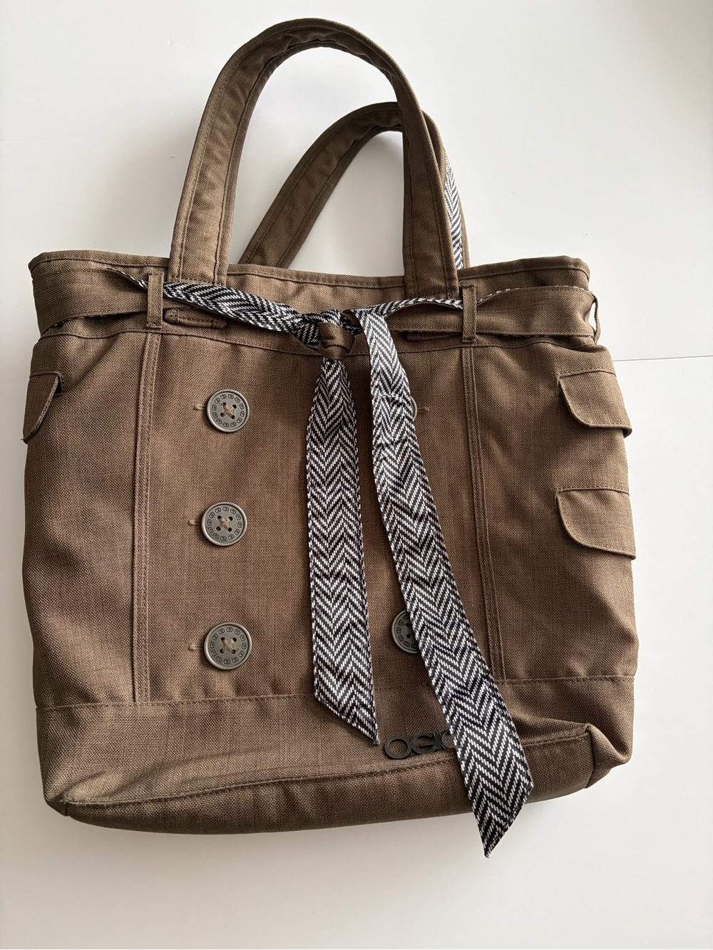 OGIO Brown Canvas Tote with Herringbone Accent